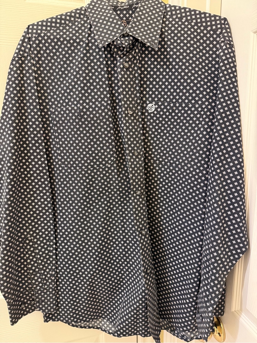 Wrangler Black Shirt with White Geometric Print